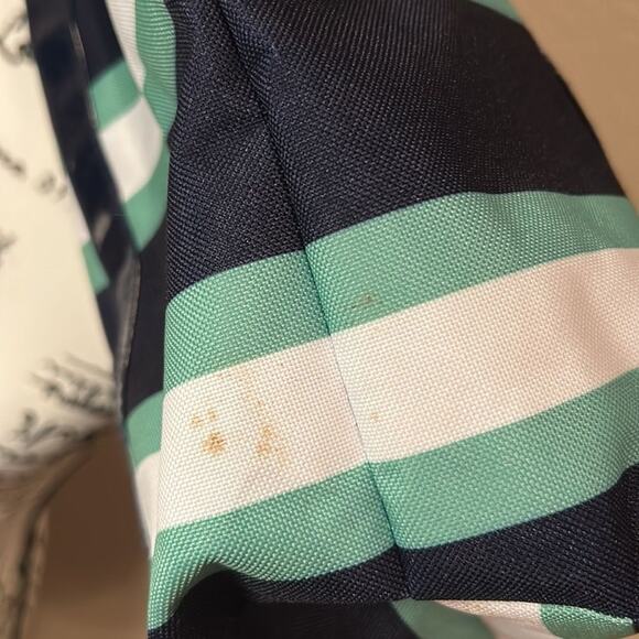 Estee Lauder navy & teal stripped leather strap tote - Picture 3 of 4